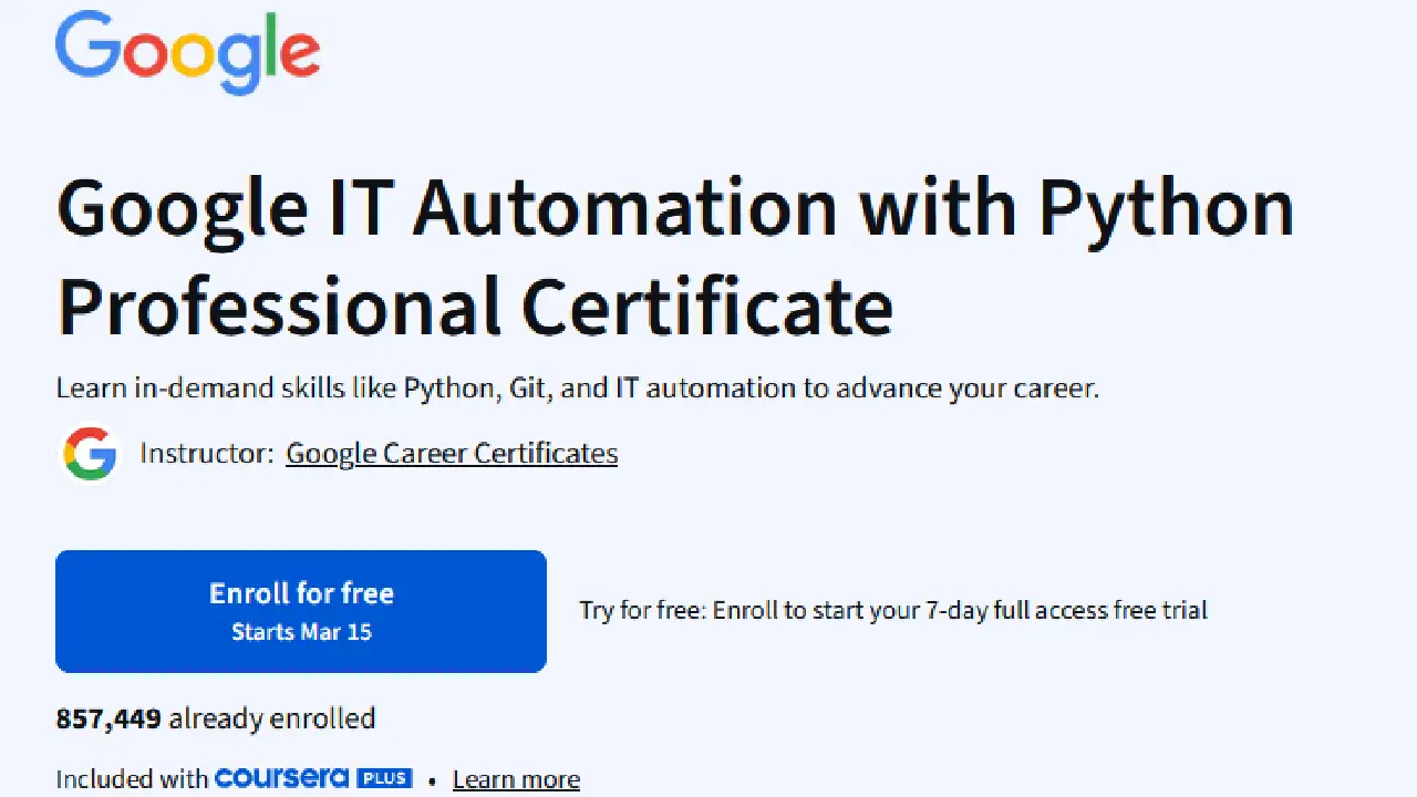 Google IT Automation with Python Professional Certificate