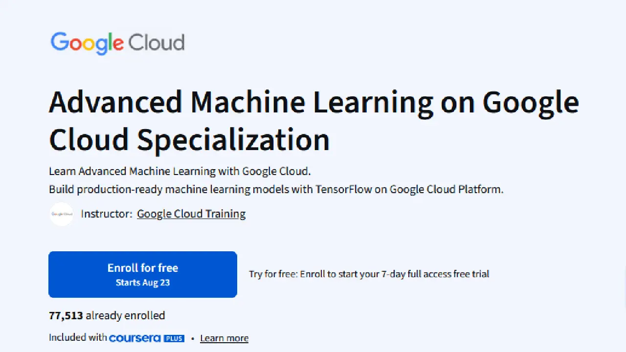 Advanced Machine Learning on Google Cloud Specialization